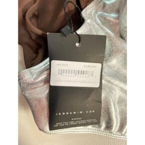 Iconswim Brown and Silver Lame One Piece Swimsuit Small - Picture 5 of 6